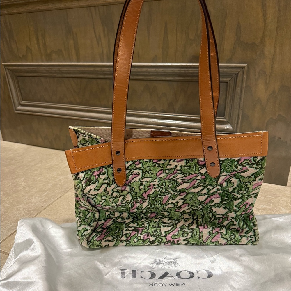 Coach floral print canvas tote